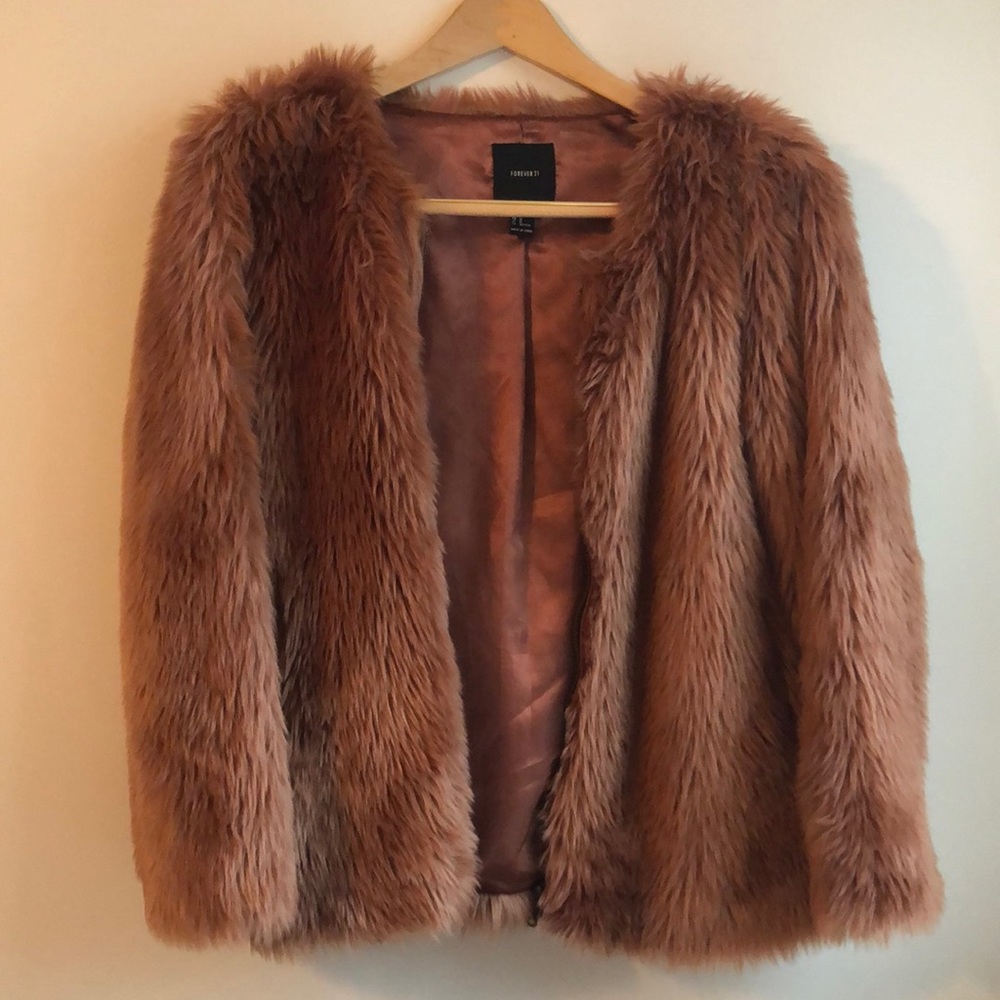 Forever 21 Brown Furry Fuzzy Coat